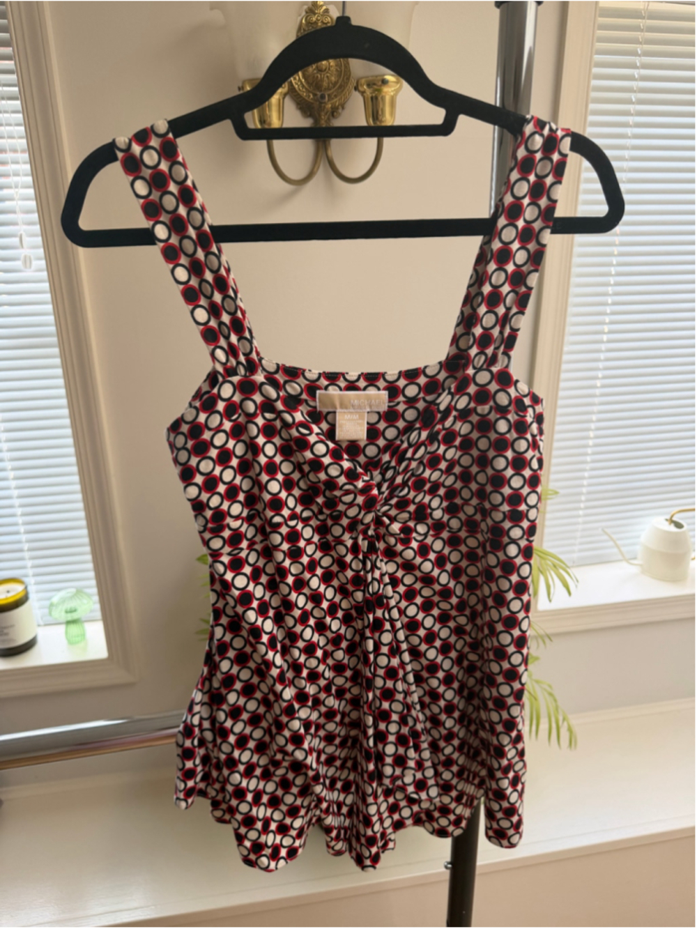 Women's Michael Michael Kors Fashion Tank Top Size M White Red Black Geometric